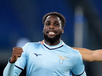 Boulaye Dia of SS Lazio celebrates after scoring first goal during the Serie A Enilive match between SS Lazio and Cagliari Calcio at Stadio...