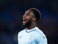 Boulaye Dia of SS Lazio celebrates after scoring first goal during the Serie A Enilive match between SS Lazio and Cagliari Calcio at Stadio...