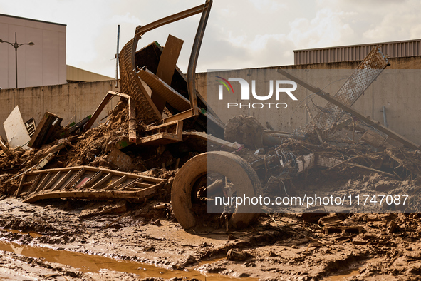 Debris on the outskirts of Valencia, Spain, on november 06, 2024, results from the Dana a week ago. 