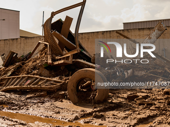 Debris on the outskirts of Valencia, Spain, on november 06, 2024, results from the Dana a week ago. (