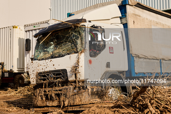 Debris on the outskirts of Valencia, Spain, on november 06, 2024, results from the Dana a week ago. 