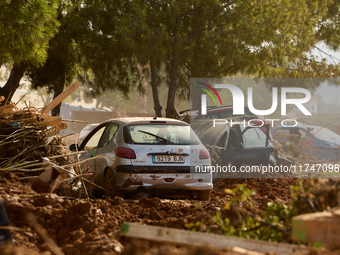 Debris on the outskirts of Valencia, Spain, on november 06, 2024, results from the Dana a week ago. (