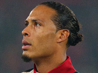 Liverpool's Virgil van Dijk participates in the UEFA Champions League 2024/25 League Phase MD4 match between Liverpool and Bayer Leverkusen...