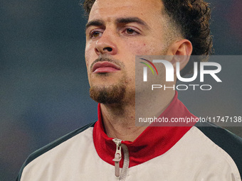 Curtis Jones of Liverpool participates in the UEFA Champions League 2024/25 League Phase MD4 match between Liverpool and Bayer Leverkusen at...