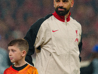 Mohamed Salah of Liverpool plays during the UEFA Champions League 2024/25 League Phase MD4 match between Liverpool and Bayer Leverkusen at A...