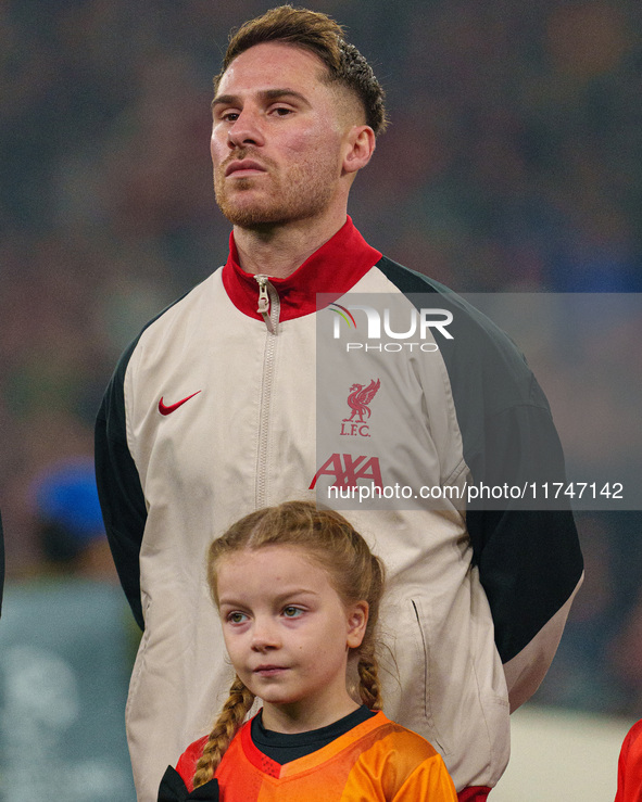 Alexis Mac Allister of Liverpool plays during the UEFA Champions League 2024/25 League Phase MD4 match between Liverpool and Bayer Leverkuse...