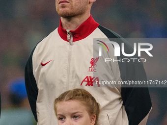 Alexis Mac Allister of Liverpool plays during the UEFA Champions League 2024/25 League Phase MD4 match between Liverpool and Bayer Leverkuse...