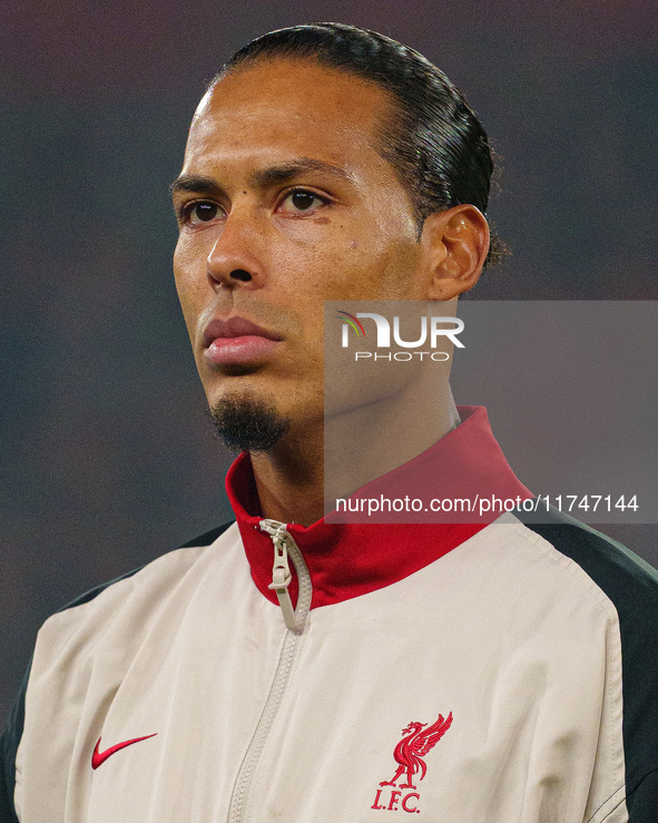 Liverpool's Virgil van Dijk participates in the UEFA Champions League 2024/25 League Phase MD4 match between Liverpool and Bayer Leverkusen...