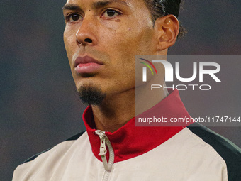 Liverpool's Virgil van Dijk participates in the UEFA Champions League 2024/25 League Phase MD4 match between Liverpool and Bayer Leverkusen...