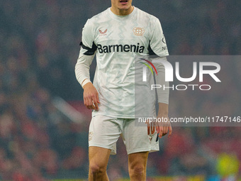 Florian Wirtz of Bayer Leverkusen participates in the UEFA Champions League 2024/25 League Phase MD4 match between Liverpool and Bayer Lever...