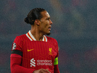 Liverpool's Virgil van Dijk participates in the UEFA Champions League 2024/25 League Phase MD4 match between Liverpool and Bayer Leverkusen...