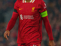 Liverpool's Virgil van Dijk participates in the UEFA Champions League 2024/25 League Phase MD4 match between Liverpool and Bayer Leverkusen...