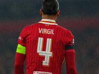 Liverpool's Virgil van Dijk participates in the UEFA Champions League 2024/25 League Phase MD4 match between Liverpool and Bayer Leverkusen...