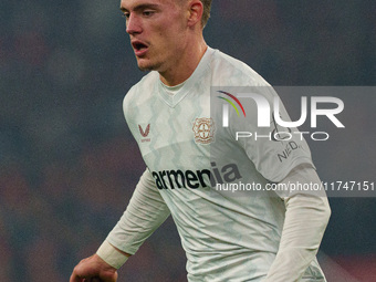 Florian Wirtz of Bayer Leverkusen participates in the UEFA Champions League 2024/25 League Phase MD4 match between Liverpool and Bayer Lever...