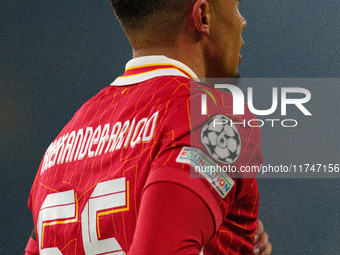 Trent Alexander-Arnold of Liverpool plays during the UEFA Champions League 2024/25 League Phase MD4 match between Liverpool and Bayer Leverk...