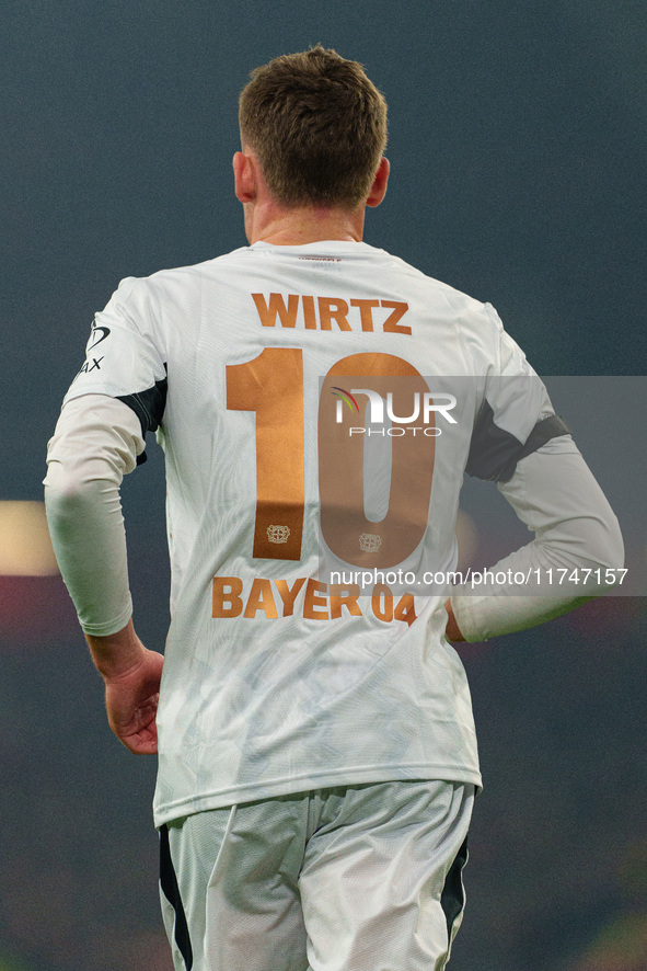 Florian Wirtz of Bayer Leverkusen participates in the UEFA Champions League 2024/25 League Phase MD4 match between Liverpool and Bayer Lever...