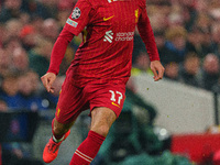 Curtis Jones plays during the UEFA Champions League 2024/25 League Phase MD4 match between Liverpool and Bayer Leverkusen at Anfield in Live...