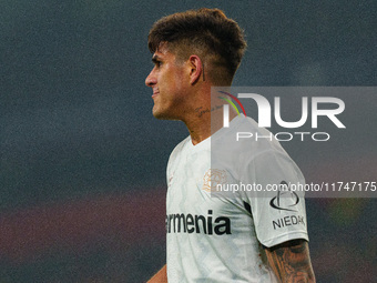 Piero Hincapie of Bayer Leverkusen is in action during the UEFA Champions League 2024/25 League Phase MD4 match between Liverpool and Bayer...