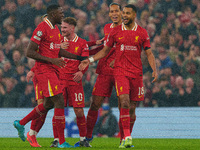 Liverpool's Cody Gakpo celebrates after scoring their second goal during the UEFA Champions League 2024/25 League Phase MD4 match between Li...