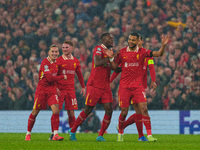 Liverpool's Cody Gakpo celebrates after scoring their second goal during the UEFA Champions League 2024/25 League Phase MD4 match between Li...