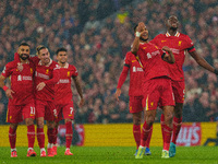 Liverpool's Cody Gakpo celebrates after scoring their second goal during the UEFA Champions League 2024/25 League Phase MD4 match between Li...