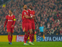 Liverpool's Cody Gakpo celebrates after scoring their second goal during the UEFA Champions League 2024/25 League Phase MD4 match between Li...