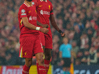 Liverpool's Cody Gakpo celebrates after scoring their second goal during the UEFA Champions League 2024/25 League Phase MD4 match between Li...