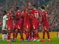 Liverpool's Cody Gakpo celebrates after scoring their second goal during the UEFA Champions League 2024/25 League Phase MD4 match between Li...