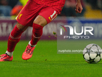 Mohamed Salah plays during the UEFA Champions League 2024/25 League Phase MD4 match between Liverpool and Bayer Leverkusen at Anfield in Liv...