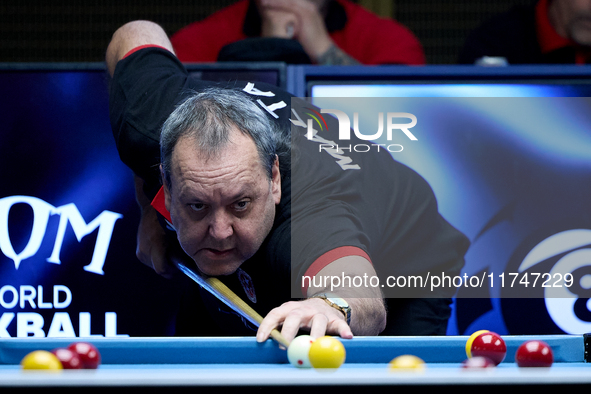 A participant from the Malta Blackball Association men's team performs during one of the events at the inaugural IBF World Blackball Champio...