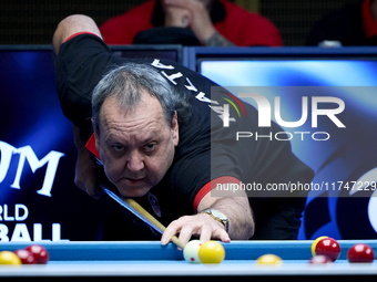 A participant from the Malta Blackball Association men's team performs during one of the events at the inaugural IBF World Blackball Champio...