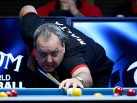 A participant from the Malta Blackball Association men's team performs during one of the events at the inaugural IBF World Blackball Champio...