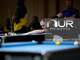 A participant from the Malta Blackball Association men's team performs during one of the events at the inaugural IBF World Blackball Champio...