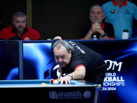 A participant from the Malta Blackball Association men's team performs during one of the events at the inaugural IBF World Blackball Champio...