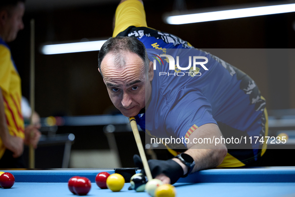 A participant from the Catalunya Blackball Association men's team performs during one of the events at the inaugural IBF World Blackball Cha...