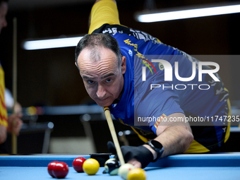 A participant from the Catalunya Blackball Association men's team performs during one of the events at the inaugural IBF World Blackball Cha...