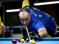 A participant from the Catalunya Blackball Association men's team performs during one of the events at the inaugural IBF World Blackball Cha...