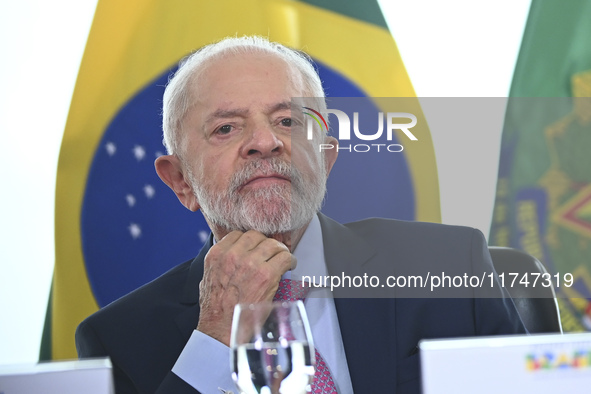 Brazil's President Luiz Inacio Lula da Silva attends the sanctioning of a bill at the Planalto Palace in Brasilia, Brazil, on November 6, 20...