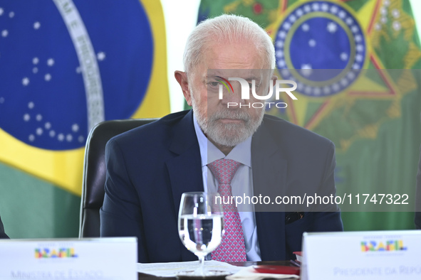 Brazil's President Luiz Inacio Lula da Silva attends the sanctioning of a bill at the Planalto Palace in Brasilia, Brazil, on November 6, 20...