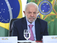 Brazil's President Luiz Inacio Lula da Silva attends the sanctioning of a bill at the Planalto Palace in Brasilia, Brazil, on November 6, 20...