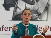 Claudia Sheinbaum Pardo, President of Mexico, speaks during a briefing conference about the victory of Donald Trump as the 47th President of...