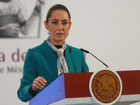 Claudia Sheinbaum Pardo, President of Mexico, speaks during a briefing conference about the victory of Donald Trump as the 47th President of...