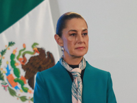 Claudia Sheinbaum Pardo, President of Mexico, speaks during a briefing conference about the victory of Donald Trump as the 47th President of...