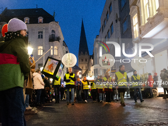 Thousands of children participate in the Martin parade in Bonn, Germany, on November 6, 2024. (