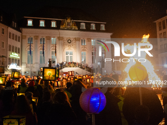 Thousands of children participate in the Martin parade in Bonn, Germany, on November 6, 2024. (