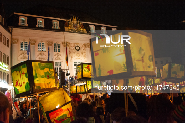 Thousands of children participate in the Martin parade in Bonn, Germany, on November 6, 2024. 