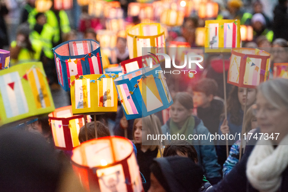 Thousands of children participate in the Martin parade in Bonn, Germany, on November 6, 2024. 