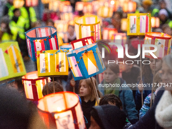 Thousands of children participate in the Martin parade in Bonn, Germany, on November 6, 2024. (