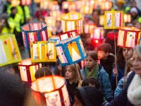 Thousands of children participate in the Martin parade in Bonn, Germany, on November 6, 2024. (