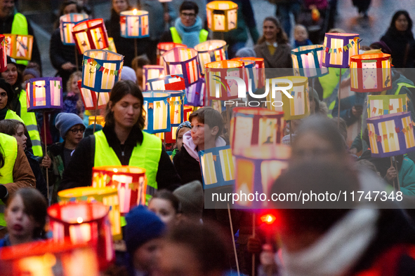 Thousands of children participate in the Martin parade in Bonn, Germany, on November 6, 2024. 